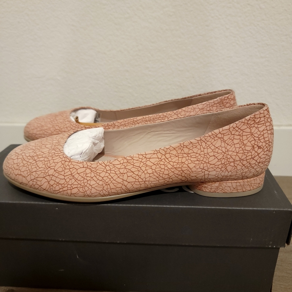 NEW) ECCO Leather Anine Ballerina Ballet Flat Muted Clay Rosato Size 7 Slip on